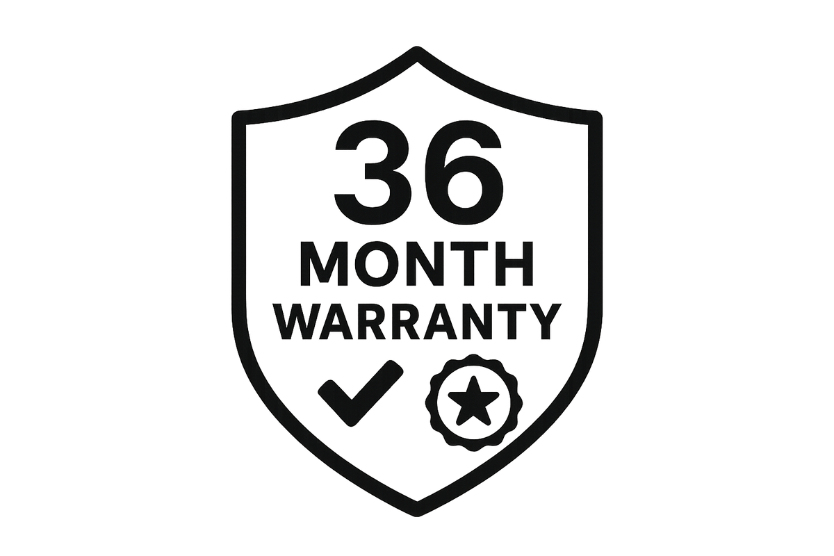 36 month warranty icon in black color