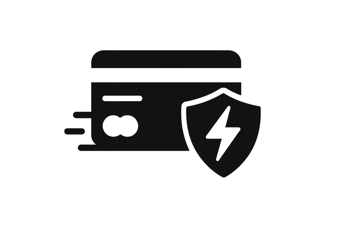 fast & secure payment icon in black color