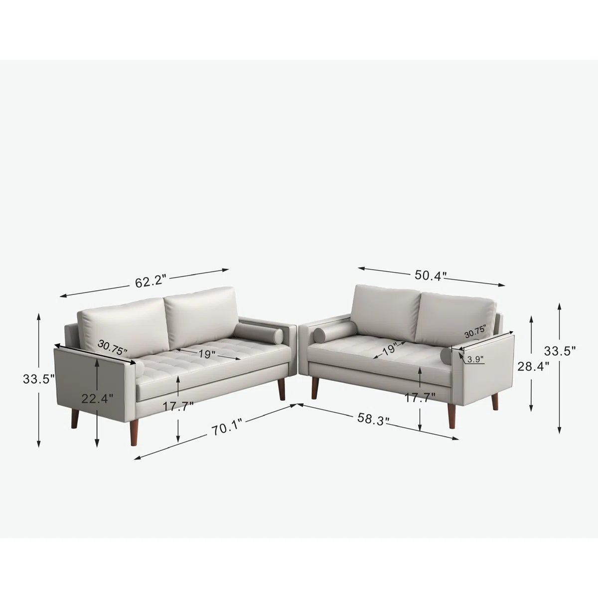 Bridgeview 5 Seater Square Arm Sofa Set