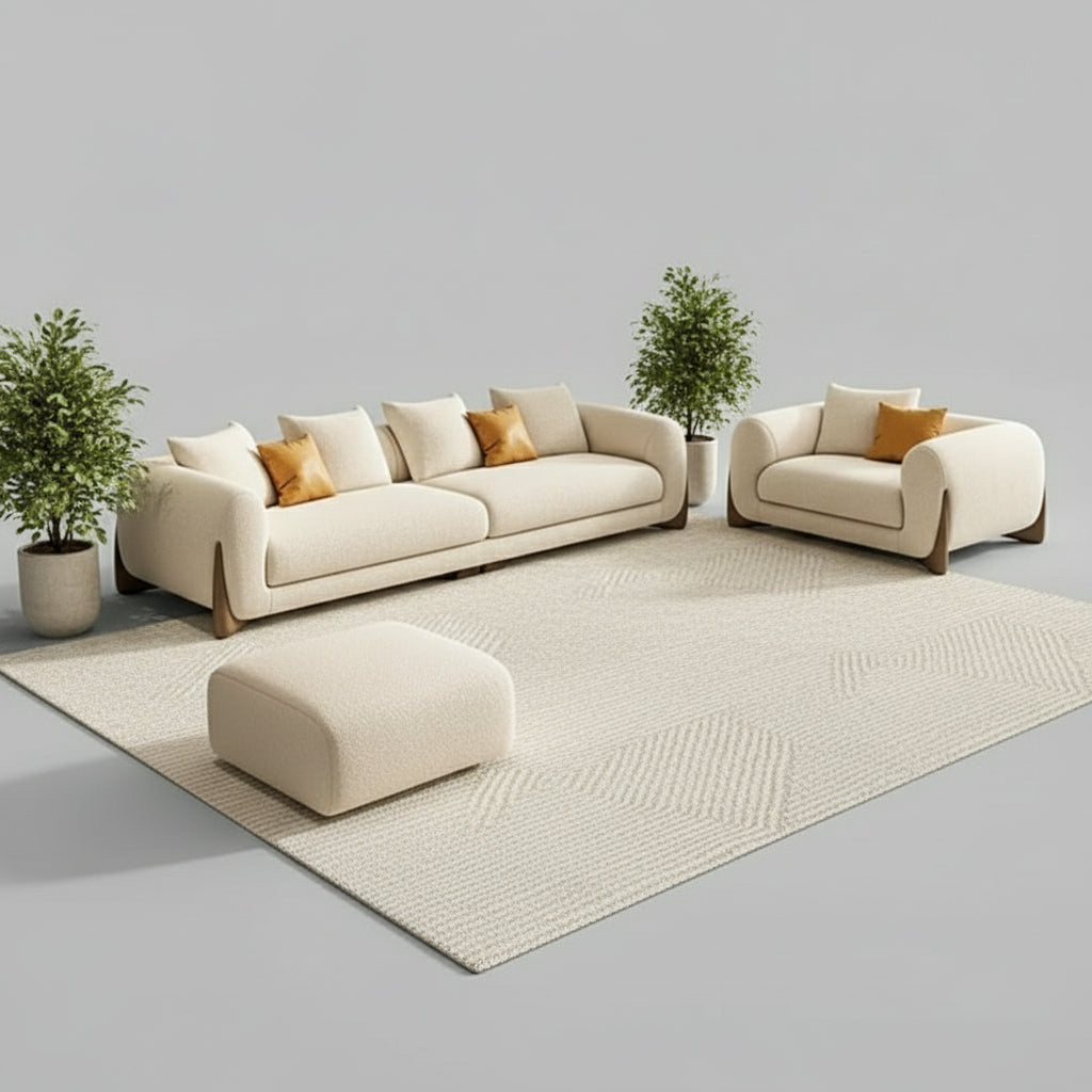 Daniel Boucle 4 Seater Sofa with Ottoman