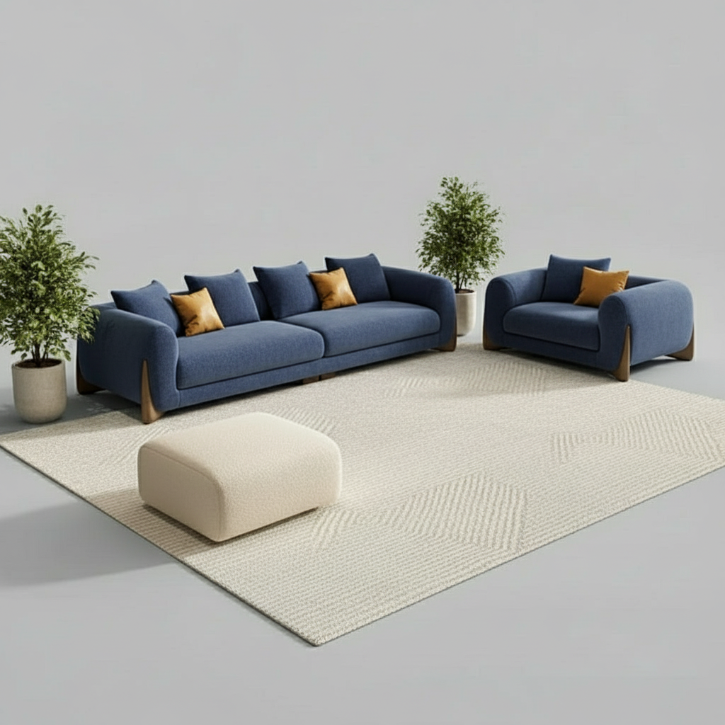 Daniel Boucle 4 Seater Sofa with Ottoman
