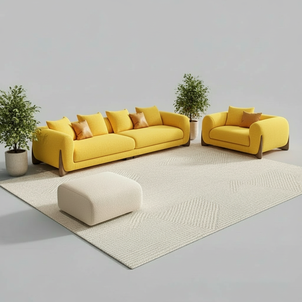 Daniel Boucle 4 Seater Sofa with Ottoman