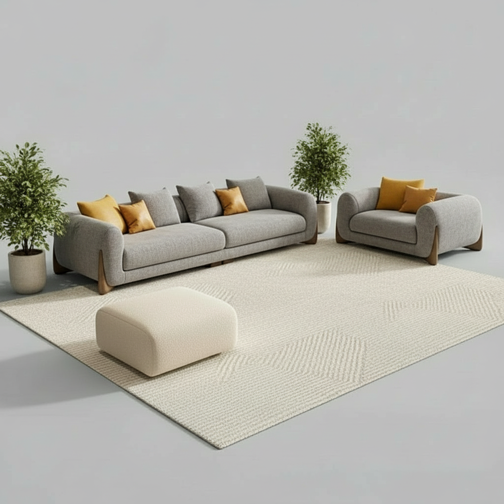 Daniel Boucle 4 Seater Sofa with Ottoman