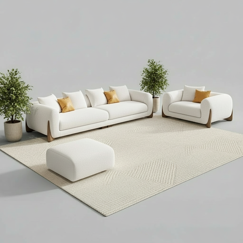 Daniel Boucle 4 Seater Sofa with Ottoman