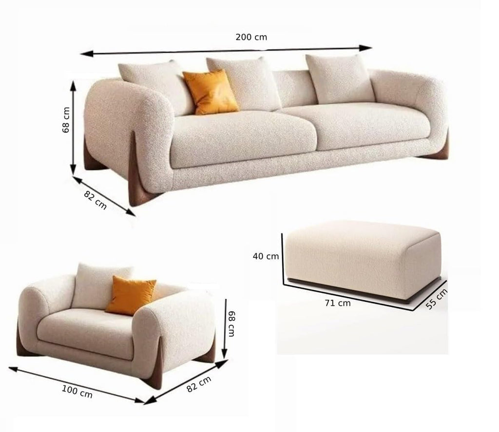 Daniel Boucle 4 Seater Sofa with Ottoman