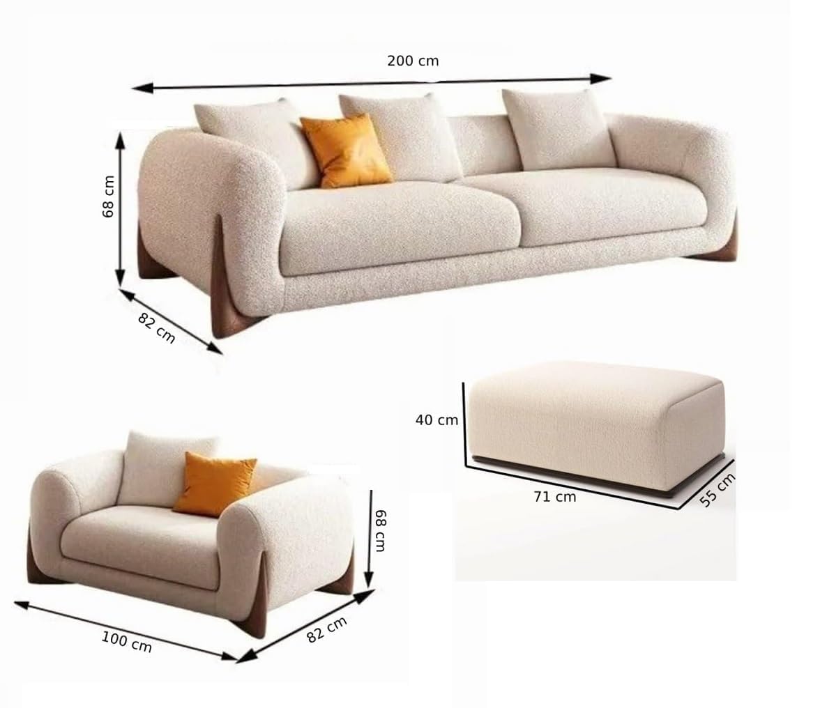 Daniel Boucle 4 Seater Sofa with Ottoman