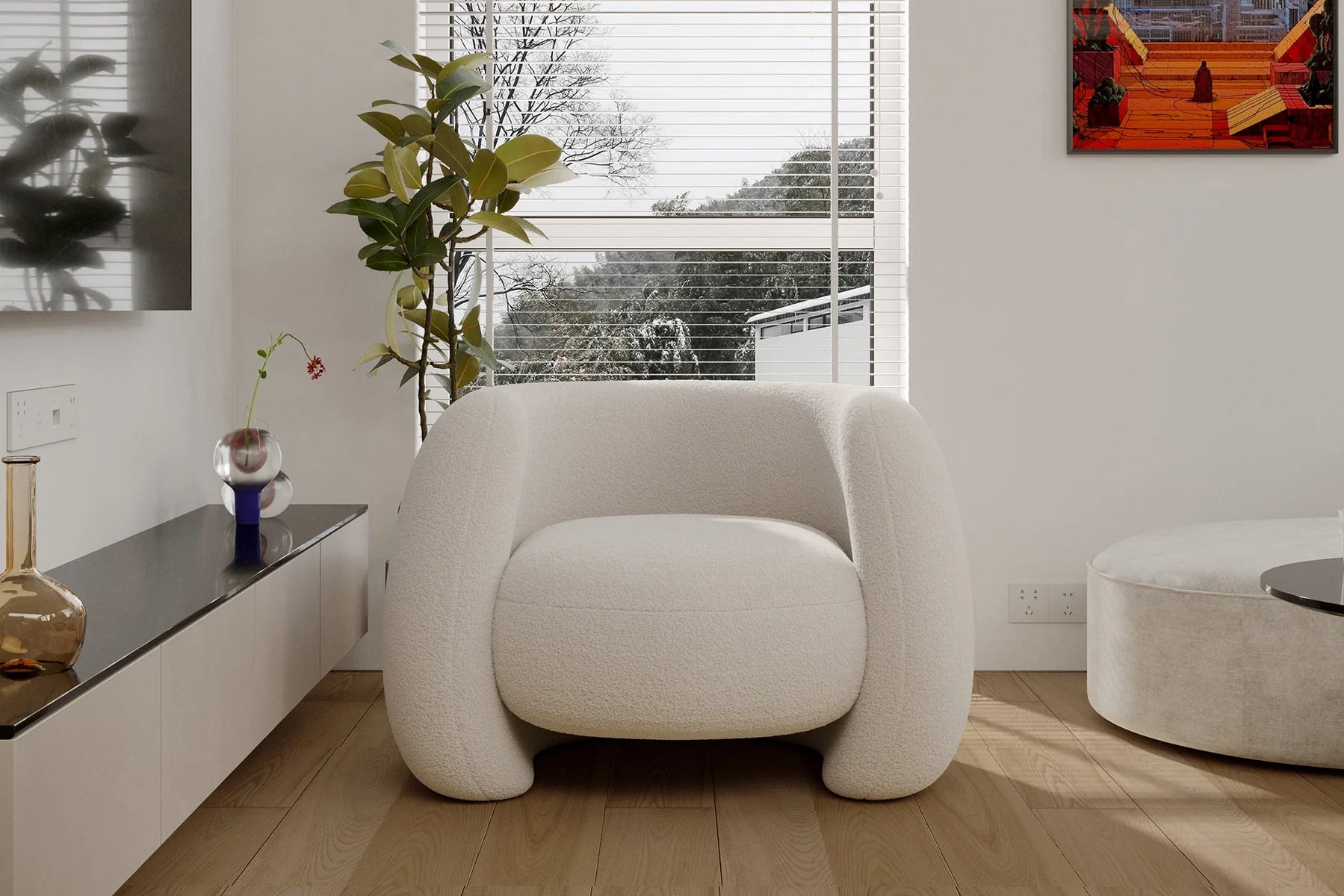 Dori Boucle Curved Lounge Chair