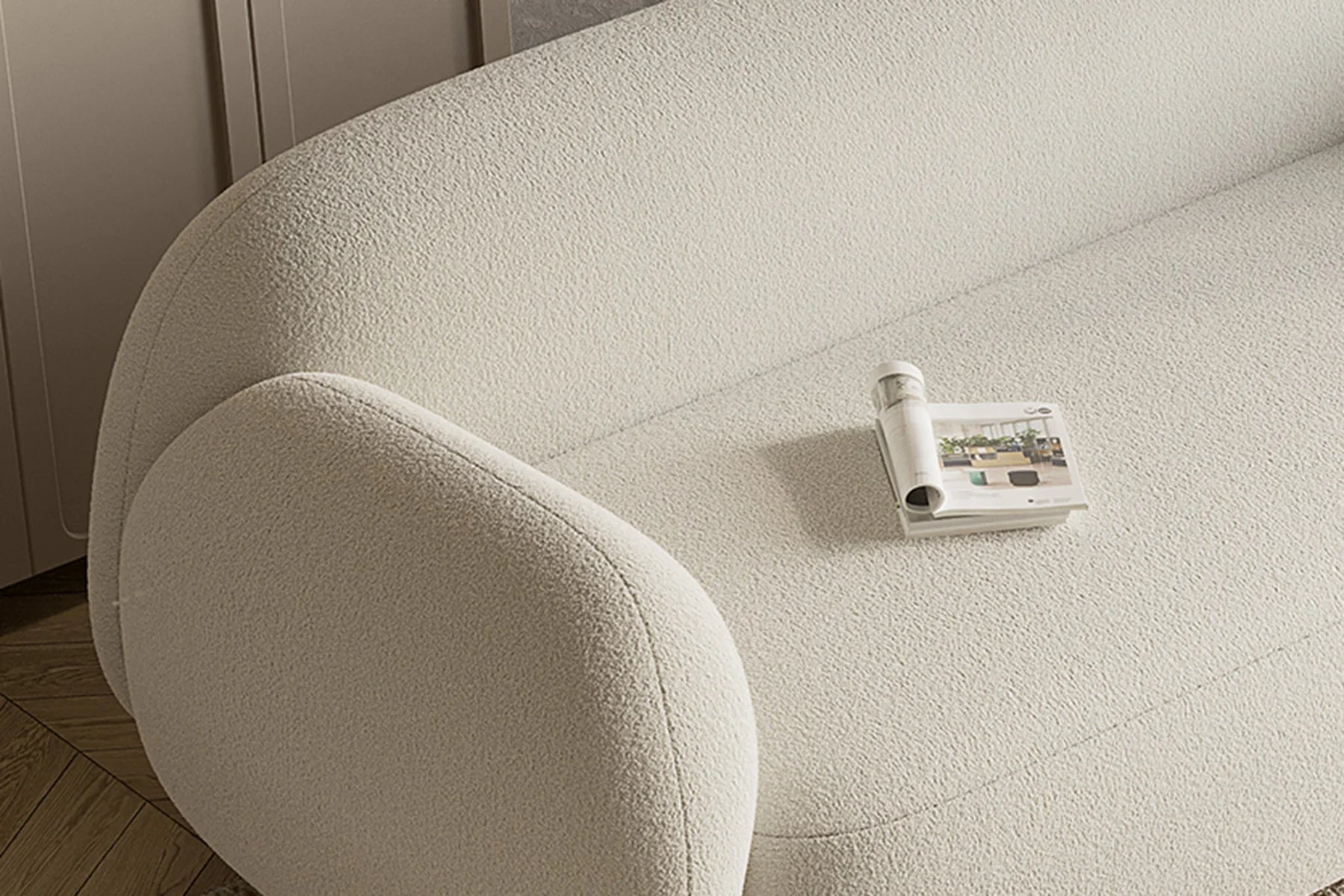 Dori Boucle Curved 3-Seater Couch Sofa