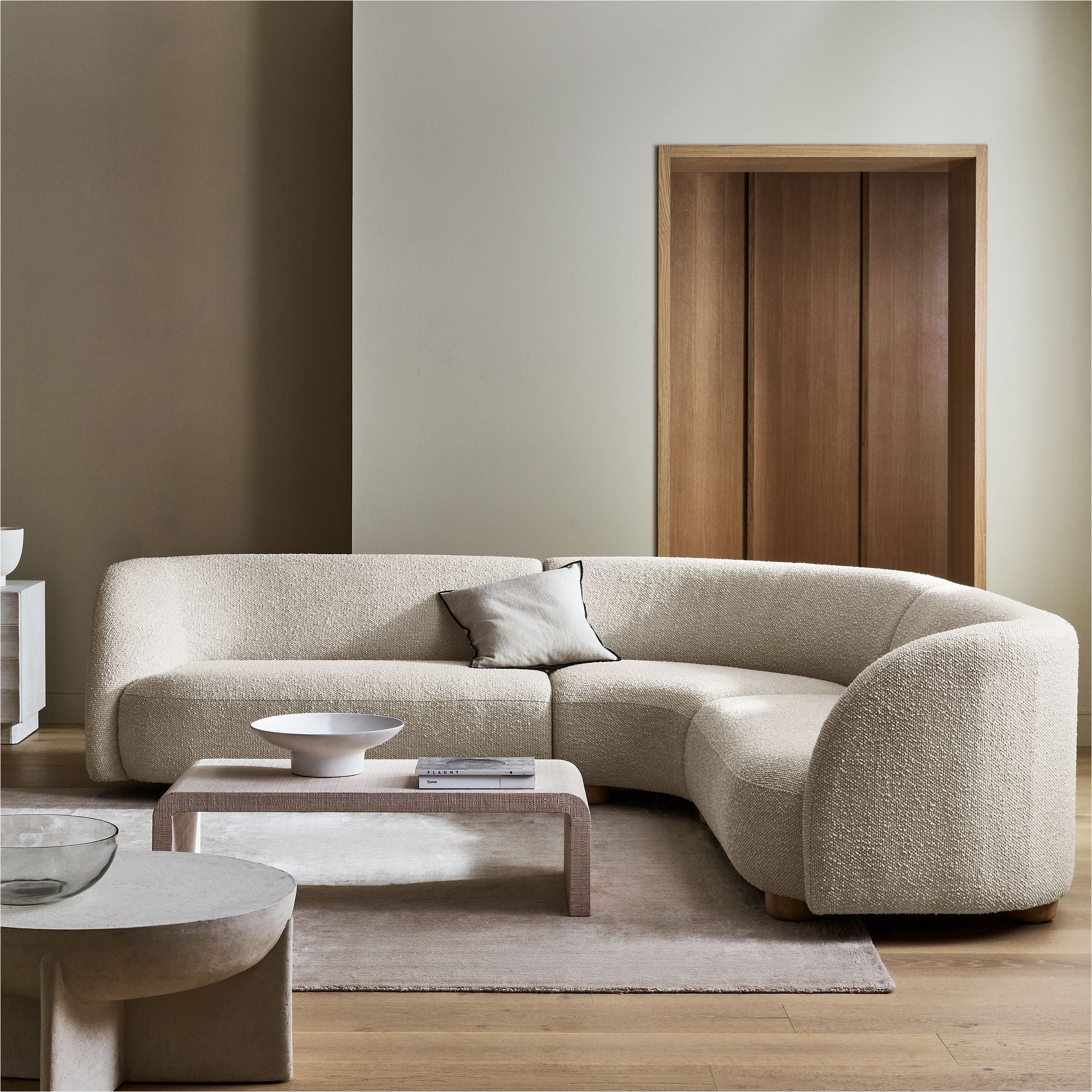 Laurent Boucle Curvy Sectional L Shape Sofa