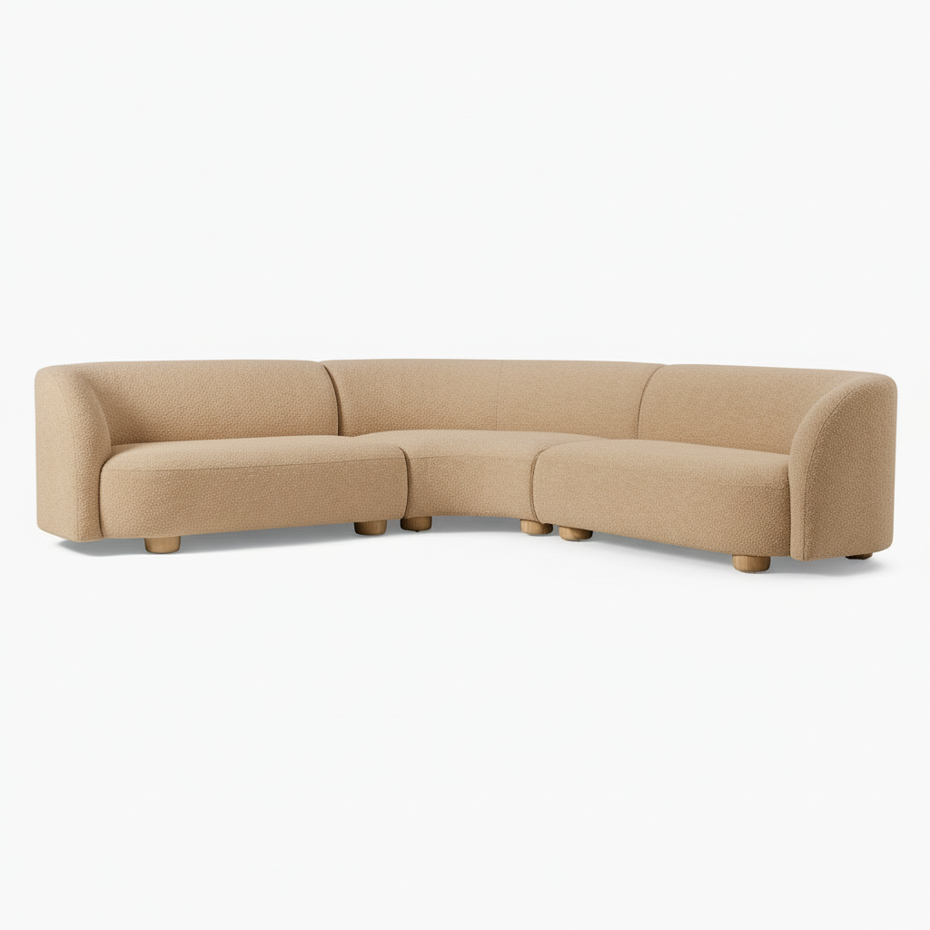 Laurent Boucle Curvy Sectional L Shape Sofa