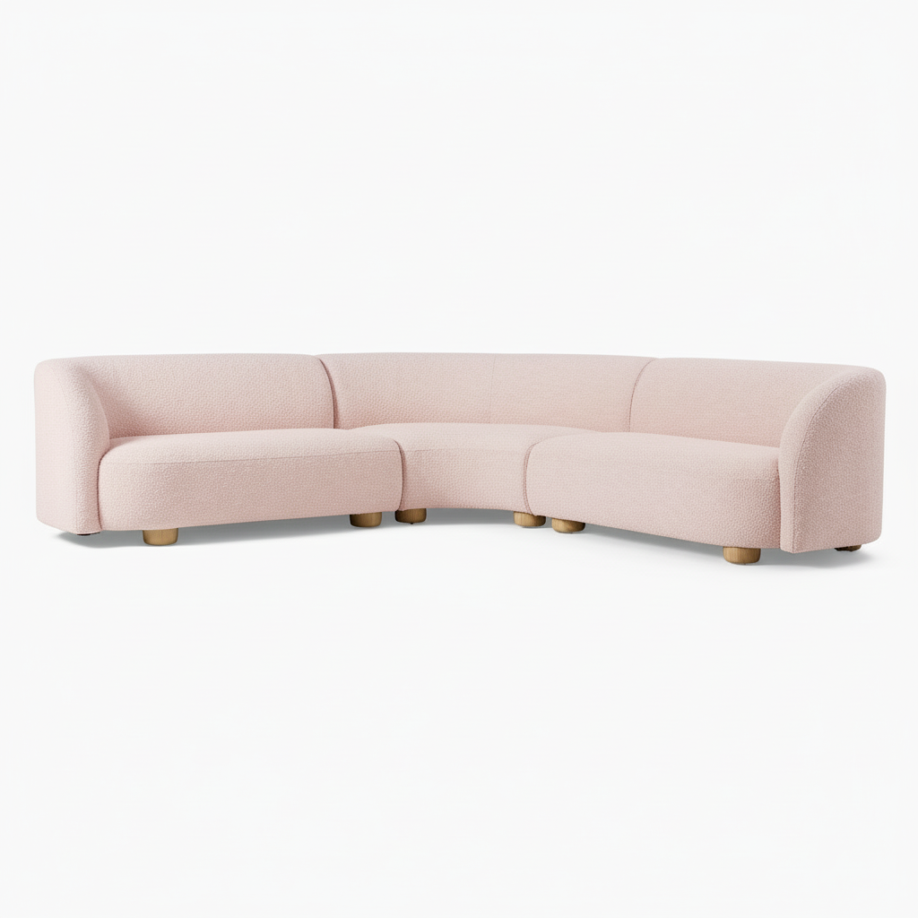 Laurent Boucle Curvy Sectional L Shape Sofa
