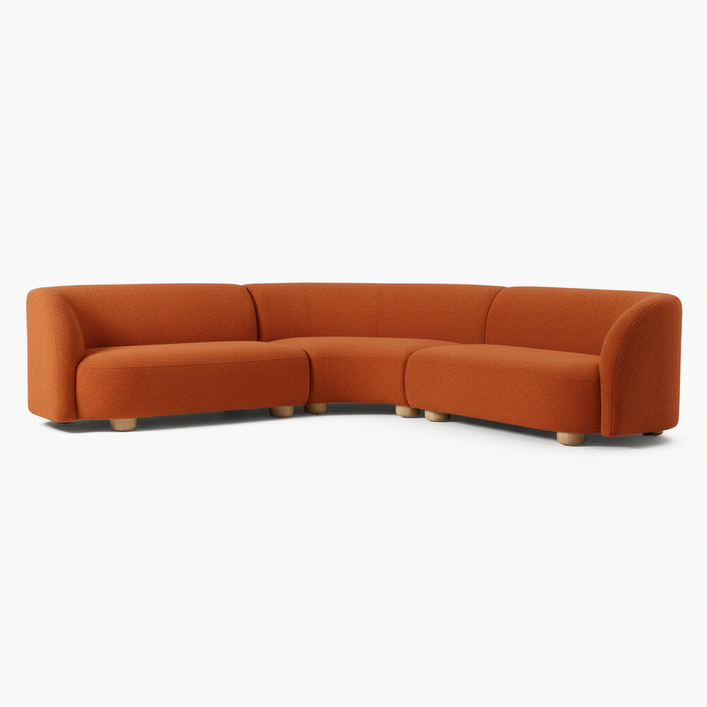 Laurent Boucle Curvy Sectional L Shape Sofa