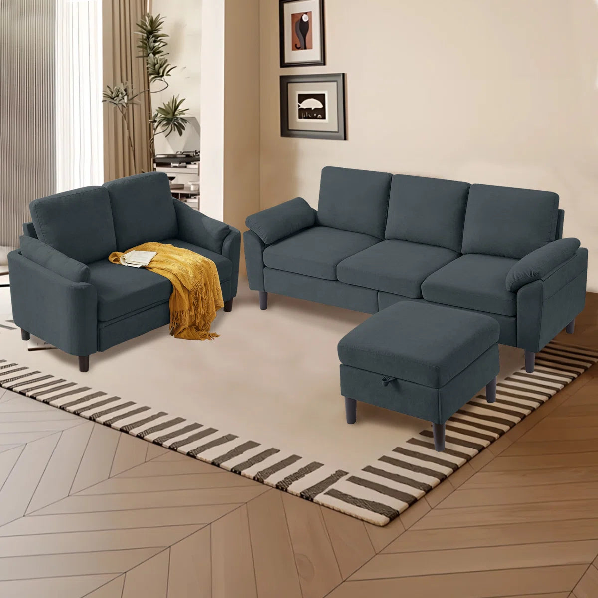 Lewis 5 Seater Sofa Set with Ottoman