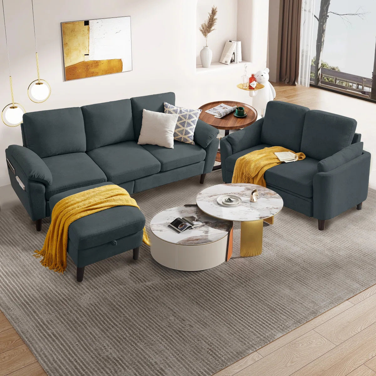 Lewis 5 Seater Sofa Set with Ottoman