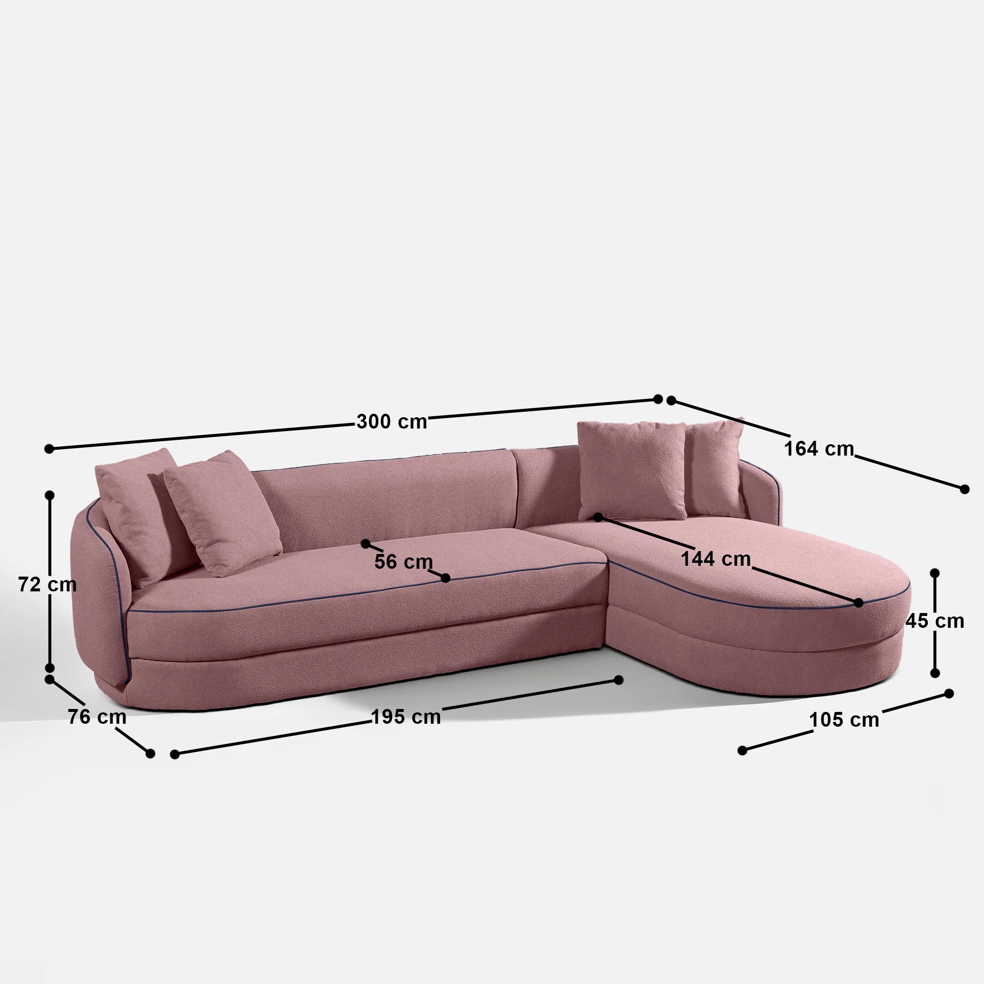 Linda Curvy Sectional L Shape Sofa