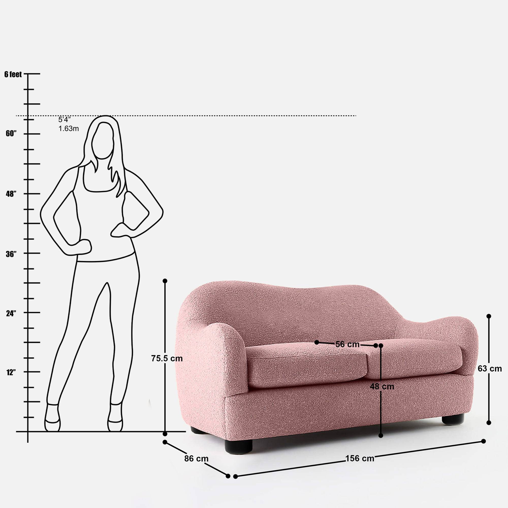 Cynthia Curvy 2 Seater Sofa