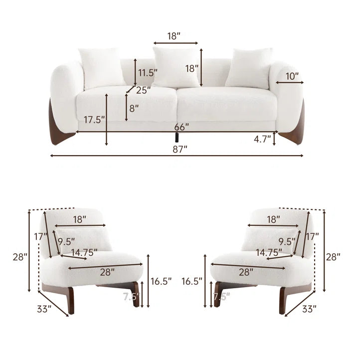 Modern Boucle 5 Seater Sofa Set