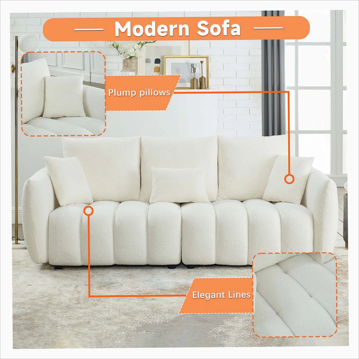 Dalonna  6 Seater Boucle Sofa