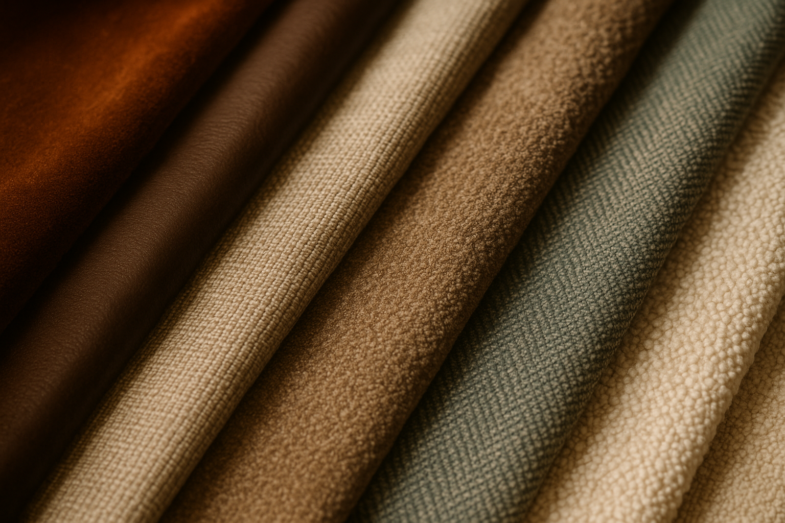 Close-up of upholstery options, showing premium fabrics and textures for Sofa